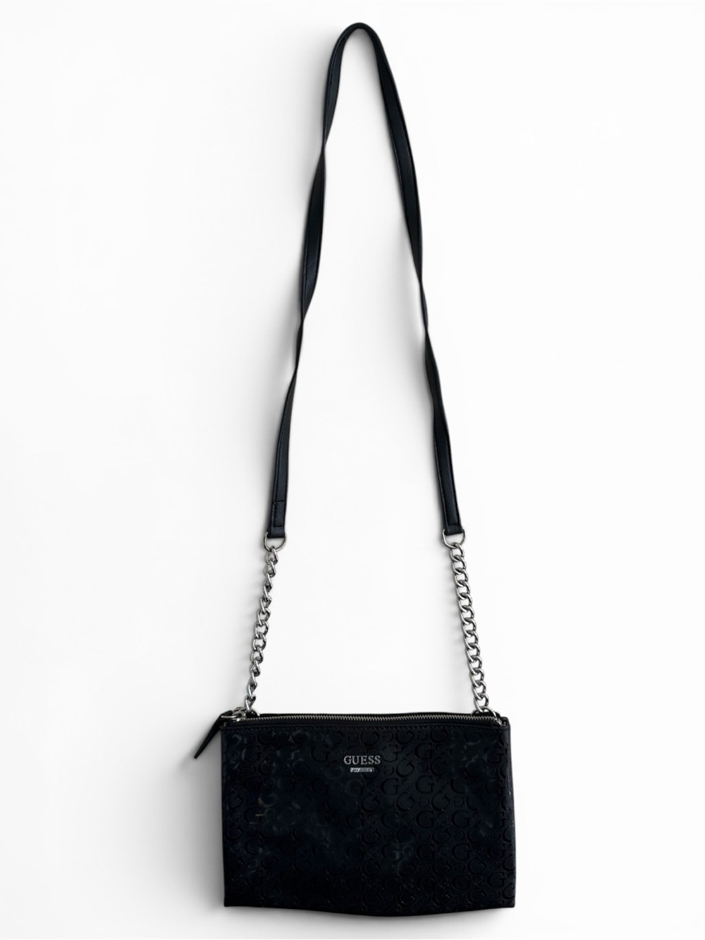 GUESS Black Crossbody with Chain and Leather Strap